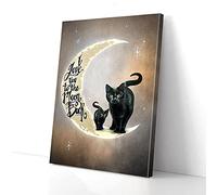 YAASIMOULE Je t'aime jusqu'à la lune et retour, impressions sur toile de chat noir, art mural