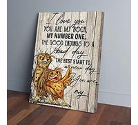 YAASIMOULE Je t'aime, tu es mon rocher, hibou, amour, impressions sur toile, art mural