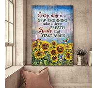 YAASIMOULE Jésus Champ de tournesols et colibri Chaque jour est un nouveau départ Portrait Impression sur toile Art mural