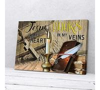 YAASIMOULE Jésus dans mon cœur, livres dans ma veine, prière, impressions sur toile, art mural