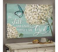 YAASIMOULE Jésus Hortensia avec papillon Soyez tranquille et sachez que je suis Dieu Paysage Impression sur toile Art mural