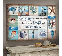 YAASIMOULE Jésus La mer Chaque jour est un nouveau départ Paysage Impression sur toile Art mural