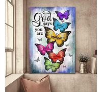 YAASIMOULE Jésus Papillon coloré Dieu dit que tu es Portrait Impression sur toile Art mural