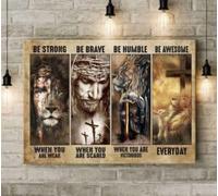 YAASIMOULE Jésus Sois fort, courageux, humble et génial chaque jour Impression sur toile Paysage de Jésus Art mural