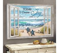 YAASIMOULE Jésus Tortue allant à la mer Aujourd'hui je choisis la joie Paysage Impression sur toile Art mural