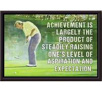 YAASIMOULE La réussite au golf est en grande partie le fruit d'une élévation constante de son niveau d'ambition et de ses attentes. Affiche encadrée sur toile mate.