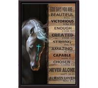 YAASIMOULE Le Dieu Équestre dit que tu es belle, victorieuse, créée, toujours aimée. Affiche encadrée sur toile mate.