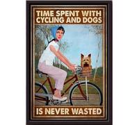 YAASIMOULE Le temps passé à faire du vélo avec des chiens barbus n'est jamais du temps perdu. Affiche encadrée sur toile mate.