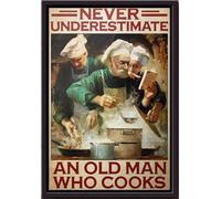 YAASIMOULE Le vieux chef ne sous-estime jamais un cuisinier. Affiche encadrée sur toile mate.