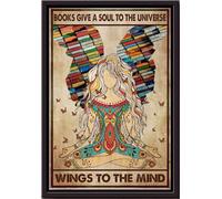 YAASIMOULE Livre « Offrez une âme à l’univers » - Affiche - Décoration murale - Cadeau pour amoureux/âme sœur - Bibliothèque - Impression sur toile mate encadrée