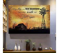 YAASIMOULE Moulin à vent au coucher du soleil de la ferme Chaque jour est un nouveau départ Paysage de Jésus Impression sur toile Art mural