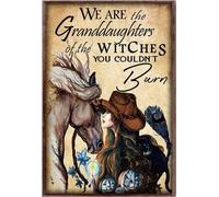 YAASIMOULE Nous sommes les petites-filles de sorcières, on ne peut pas brûler une cowgirl à cheval (affiche humoristique)
