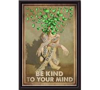 YAASIMOULE Papillon vert - Santé mentale - Prenez soin de votre esprit - Affiche encadrée sur toile mate