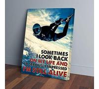 YAASIMOULE Parfois, je repense à ma vie, je suis toujours en vie. Impressions sur toile de parachutiste