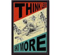 YAASIMOULE Pensez moins, vivez plus : Affiche vintage de ski encadrée sur toile mate