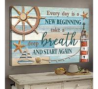 YAASIMOULE Phare et la mer Chaque jour est un nouveau départ Jésus Paysage Impression sur toile Art mural
