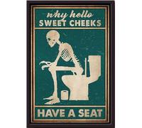 YAASIMOULE Pourquoi « Hello Sweet Cheeks Have A Seat » ? Affiche décorative pour salle de bain, art mural pour Halloween, impressions sur toile encadrées