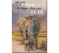 YAASIMOULE Que ta voix soit plus forte que la peur. Affiche encadrée sur toile tendue représentant une maman éléphant et son petit avec un tournesol. Idée cadeau.