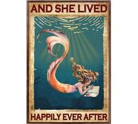 YAASIMOULE Sirène et elle vécut heureuse pour toujours - Affiche de sirènes lisant un livre