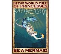 YAASIMOULE Sirène rêvant de l'océan, de l'air marin sauvage et des sirènes tenant un demi-lune (affiche)