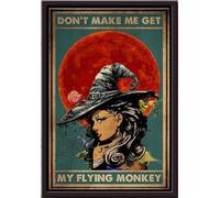 YAASIMOULE Sorcellerie, ne me forcez pas à sortir mon singe volant, affiche Lune de sang encadrée sur toile mate