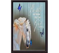 YAASIMOULE « Soyez tranquilles et sachez que je suis Dieu » - Affiche murale avec animaux - Cadeau pour les rêveurs - Décoration intérieure - Pendaison de crémaillère - Impression sur toile mate