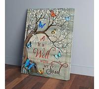YAASIMOULE Toile murale représentant un arbre aux couleurs de papillons, « C'est bien avec mon âme »