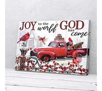YAASIMOULE Toile murale représentant un cardinal de Noël en voiture rouge, Joy To The World
