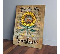 YAASIMOULE Toile murale « Tu es mon rayon de soleil » avec libellule et tournesol