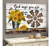 YAASIMOULE Tournesol et moulin à vent Dieu dit que tu es Jésus Paysage Impression sur toile Art mural