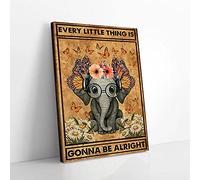 YAASIMOULE Tout ira bien, marguerite, papillon, éléphant, impressions sur toile, art mural