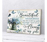 YAASIMOULE Tu m'as laissé de beaux souvenirs, toile murale avec fleurs bleues et papillons