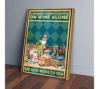 YAASIMOULE Une femme ne peut pas survivre uniquement avec du vin en cousant des impressions sur toile