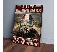 YAASIMOULE Une vie derrière les barreaux vaut mieux qu'une journée de travail. Impressions sur toile représentant une moto de croisière.
