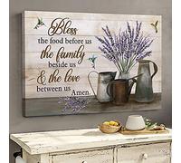 YAASIMOULE Vase de lavande avec colibri Bénissez la nourriture devant nous Jésus Paysage Impression sur toile Art mural