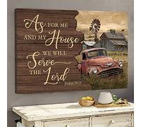 YAASIMOULE Vieille ferme Quant à moi et ma maison, nous servirons le Seigneur Jésus Paysage Impression sur toile Art mural