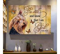YAASIMOULE Yorkshire Terrier Soyez tranquille et sachez que je suis Dieu Chien Paysage Impression sur toile Art mural