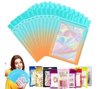 YAAVAAW 100PCS Bleu Orange Sac Mylar Hermétique avec Fermeture à Glissière,7x10cm Pochons Refermable Aluminium avec Fenêtre Transparente,Pour Stocker Aliments,Bonbons, Bijoux,Des Appareils