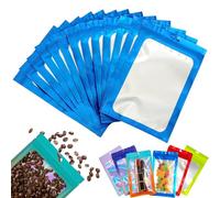 YAAVAAW 100PCS Bleu Sac Mylar Hermétique avec Fermeture à Glissière,12x18cm Pochons Refermable Aluminium avec Fenêtre Transparente,Pour Stocker Aliments,Bonbons, Bijoux,Des Appareils