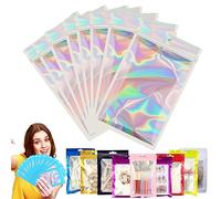 YAAVAAW 100PCS Holographique Sac Mylar Hermétique avec Fermeture à Glissière,12x18cm Pochons Refermable Aluminium avec Fenêtre Transparente,Pour Stocker Aliments,Bonbons, Bijoux,Des Appareils