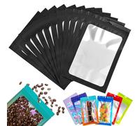 YAAVAAW 100PCS Noir Sac Mylar Hermétique avec Fermeture à Glissière,9x12cm Pochons Refermable Aluminium avec Fenêtre Transparente,Pour Stocker Aliments,Bonbons, Bijoux,Des Appareils