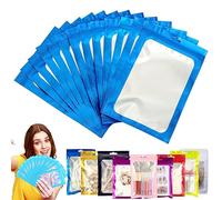 YAAVAAW 10PCS Bleu Sac Mylar Hermétique avec Fermeture à Glissière,30x40cm Pochons Refermable Aluminium avec Fenêtre Transparente,Pour Stocker Aliments,Bonbons, Bijoux,Des Appareils