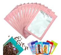 YAAVAAW 10PCS Rose Sac Mylar Hermétique avec Fermeture à Glissière,26x38cm Pochons Refermable Aluminium avec Fenêtre Transparente,Pour Stocker Aliments,Bonbons, Bijoux,Des Appareils