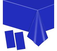 YAAVAAW 2 pièces Grand 137 * 274cm Bleu Royal Nappes Jetable,Rectangulaire Imperméables Nappe Plastique Décoration de Table pour Anniversaire de Enfants,Fêtes,Mariages,Pique-niques,Halloween,Noël