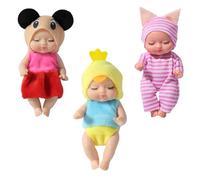 YAAVAAW 3 Pièces Mini Poupée Bebe Poupée Reborn avec Vêtements avec Animaux,Mignon Petit Poupon Bebe Réaliste Reborn Bébé Poupées Yeux Fermés Jouet Cadeau pour Enfants de Anniversaire Poupées de Noël