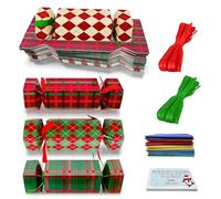YAAVAAW 32 Pièces Crackers de Noël en Vrac,Kit Christmas Crackers Décoration de Noel Enfants Adultes No Snap Luxe avec Chapeau Blagues,DIY Boîtes Rouge Vert Cadeaux Famille pour Fête de Noel