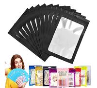 YAAVAAW 50PCS Noir Sac Mylar Hermétique avec Fermeture à Glissière,14x20cm Pochons Refermable Aluminium avec Fenêtre Transparente,Pour Stocker Aliments,Bonbons, Bijoux,Des Appareils