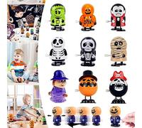 YAAVAAW 9 pièces Jouets à Remonter de Sorcière Crâne Citrouille pour Enfants,Amusants Mignons Jouet Mecanique Horlogerie Sauter pour Halloween,Petits Jouets Cadeaux Fête,Remplissage de Sac Cadeaux