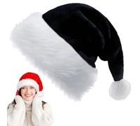 YAAVAAW Bonnet Noel Adulte Enfant,Chapeau en Peluche de Luxe,Bonnet de Père Noël Noir Bord en Fourrure Unisexe 28 * 38cm,Chapeaux Fête Convient aux Hommes,Femmes,Noël New Year Fêtes Fournitures