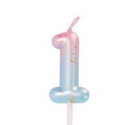 YAAVAAW Bougie en forme de chiffre 1 sur le thème de la sirène rose et bleue pour gâteau d'anniversaire, 1er anniversaire